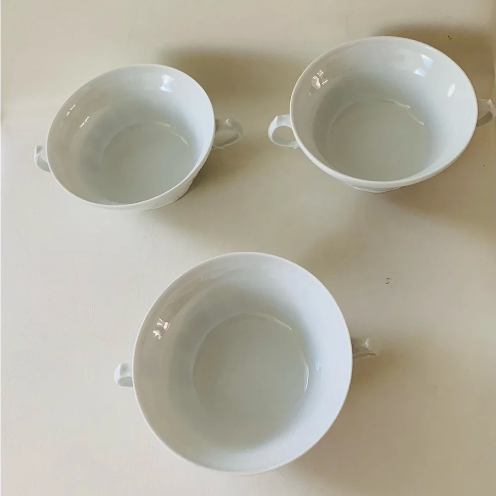 Vintage Limoges Union Limousine France White Cream Soup Cups 3